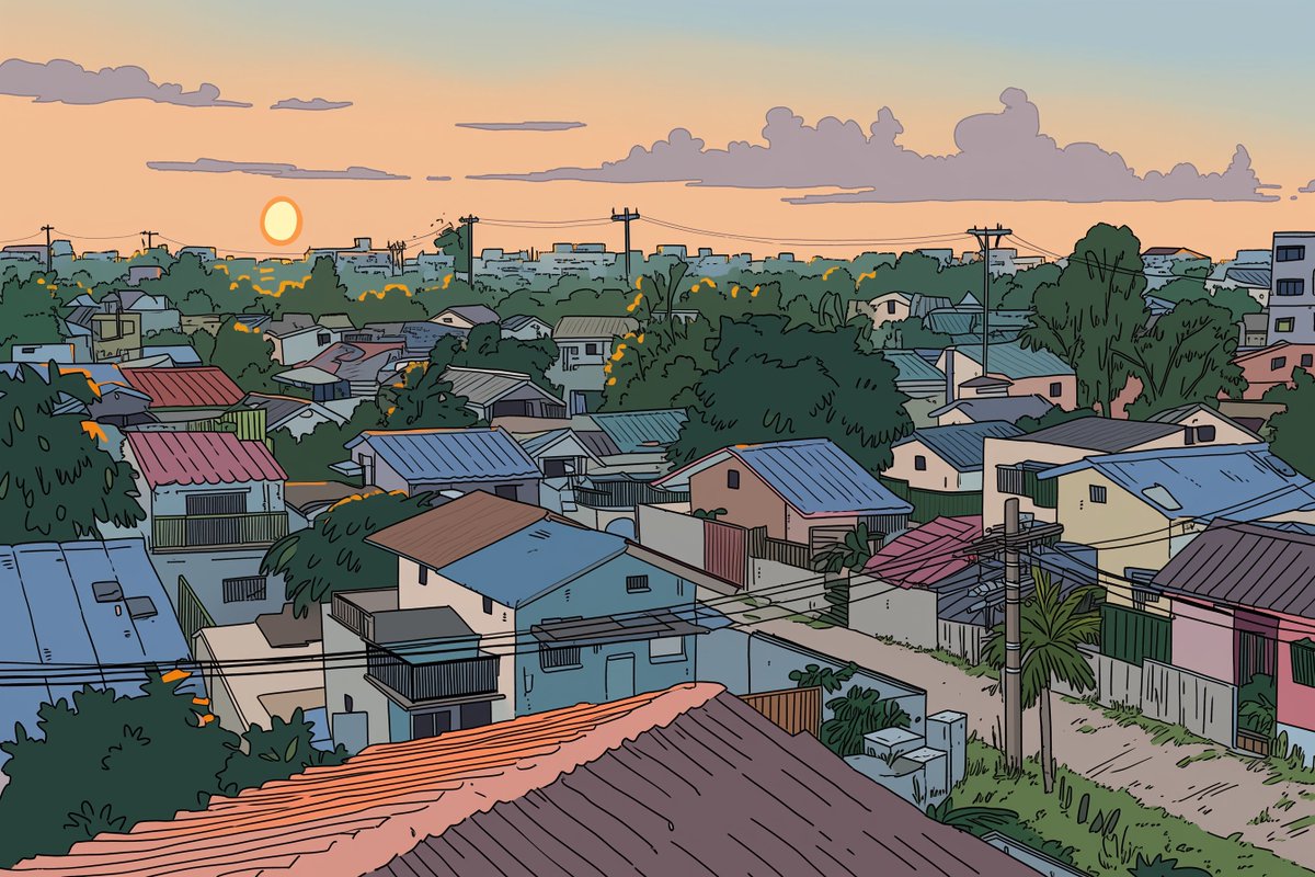 Comic / Storyboard - Ligne Claire Suburban Landscape