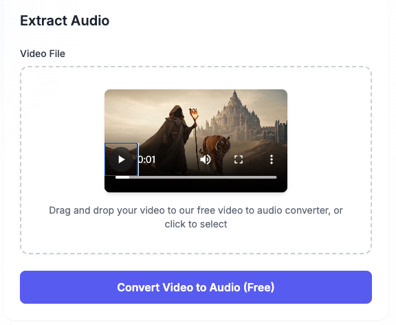 Step 1: Upload Your Video to Our Convert Video to Audio Tool